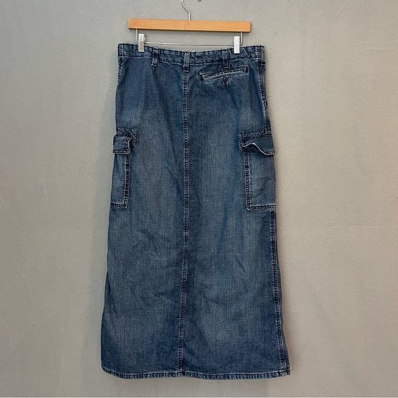 Ralph Lauren Polo Jeans Denim Cargo Maxi Skirt Size 12 - Picture 2 of 10
